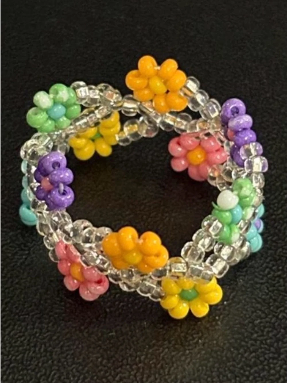 Multicolor Bead Floral Ring - Women's Jewelry